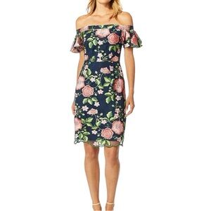 Trina Turk Embroidered Floral Off The Shoulder Cocktail Dress Size 10